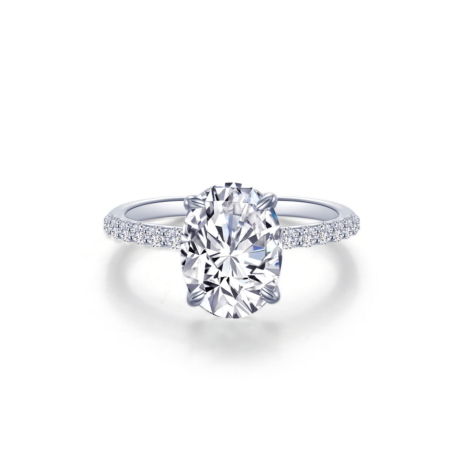 Lafonn Oval Solitaire Engagement Ring 15 Stone Count R0482CLP07