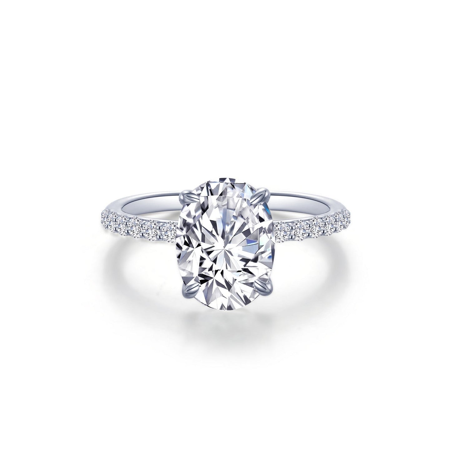 Lafonn Oval Solitaire Engagement Ring 15 Stone Count R0482CLP10