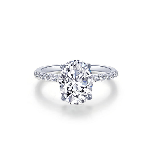 Lafonn Oval Solitaire Engagement Ring 15 Stone Count R0482CLP08