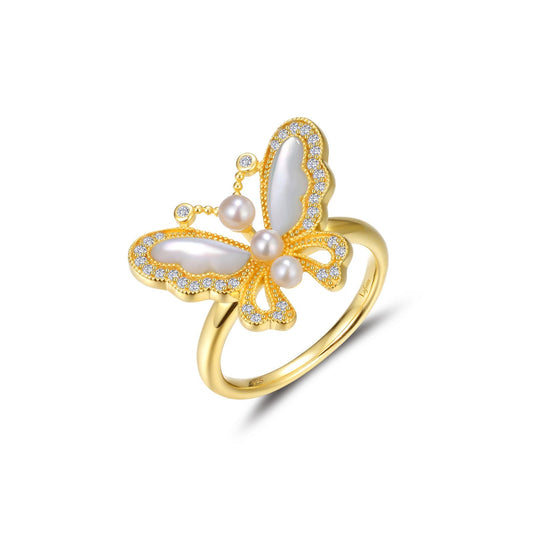 Lafonn Mother-of-Pearl Ring 37 Stone Count R0487PLG07