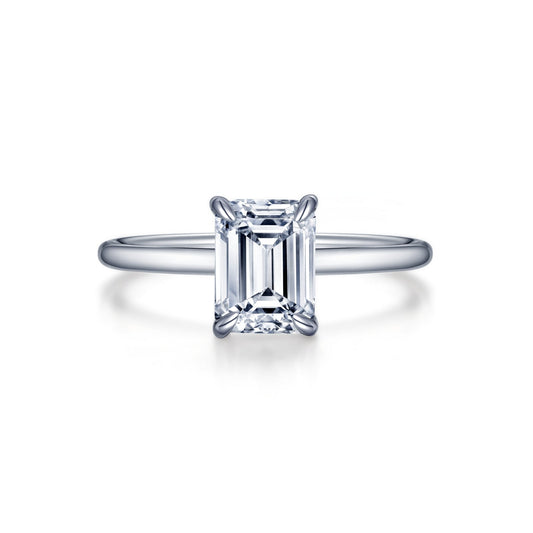 Lafonn Emerald-Cut Solitaire Engagement Ring 1 Stone Count R0493CLP05