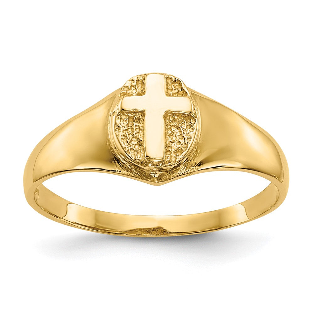 Quality Gold 14k Childs Polished Cross Ring Gold