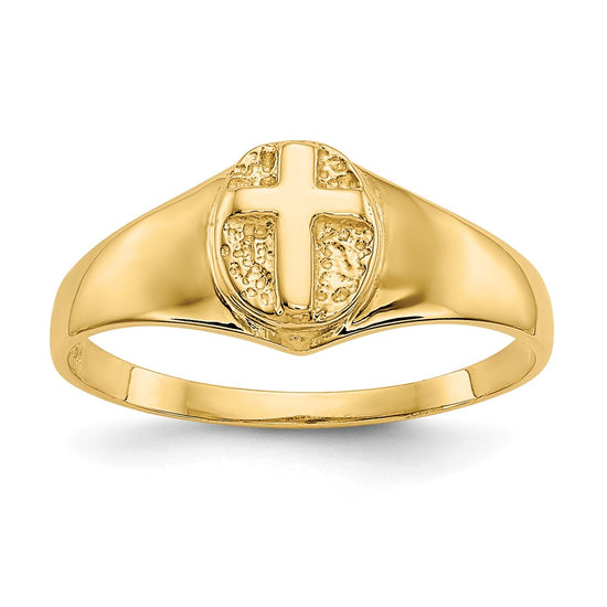 Quality Gold 14k Childs Polished Open Cross Ring Gold
