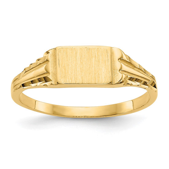 Quality Gold 14k Childs Diamond-Cut Signet Ring Gold