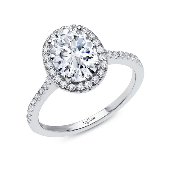 LaFonn Platinum Simulated Diamond  9X7mm Oval, Approx. 1.86 CTW RINGS 2.26 CTW Halo Engagement Ring