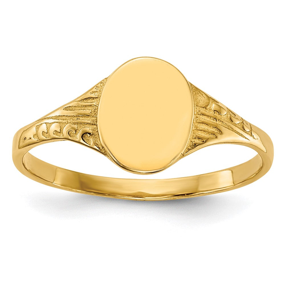 Quality Gold 14K Oval Polished Child Signet Ring Gold