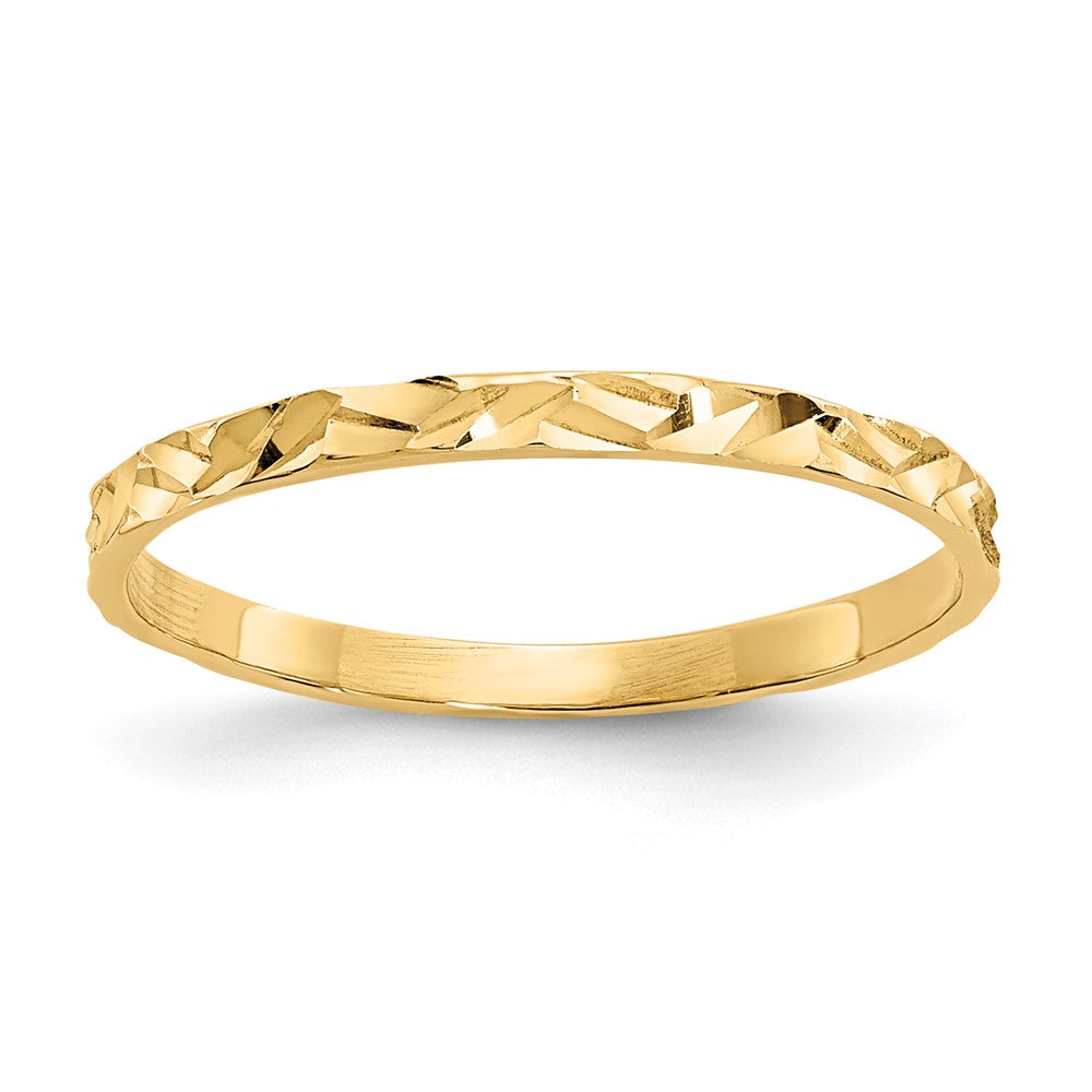 Quality Gold 14K Diamond-cut Zig-Zag Design Band Childs Ring Gold