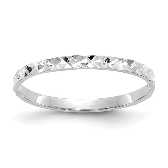 Quality Gold 14K White Gold Diamond-cut Design Band Childs Ring Gold