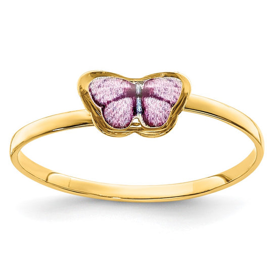 Quality Gold 14K Enamel Butterfly Children's Ring Gold
