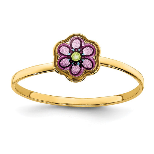 Quality Gold 14K Enamel Flower Children's Ring Gold