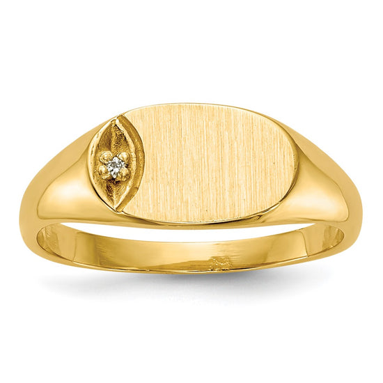 Quality Gold 14k Child's AA Diamond Closed Back Signet Ring Gold     