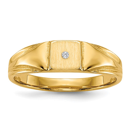 Quality Gold 14k Child's AA Diamond Closed Back Signet Ring Gold     