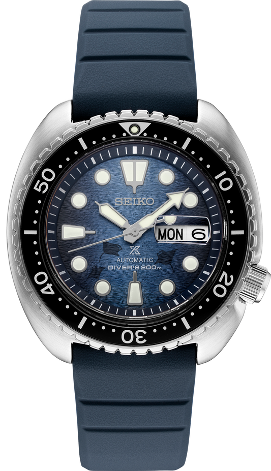 Seiko Men's Automatic Prospex Diver Dark Blue Silicone Strap Watch 45mm SRPF77