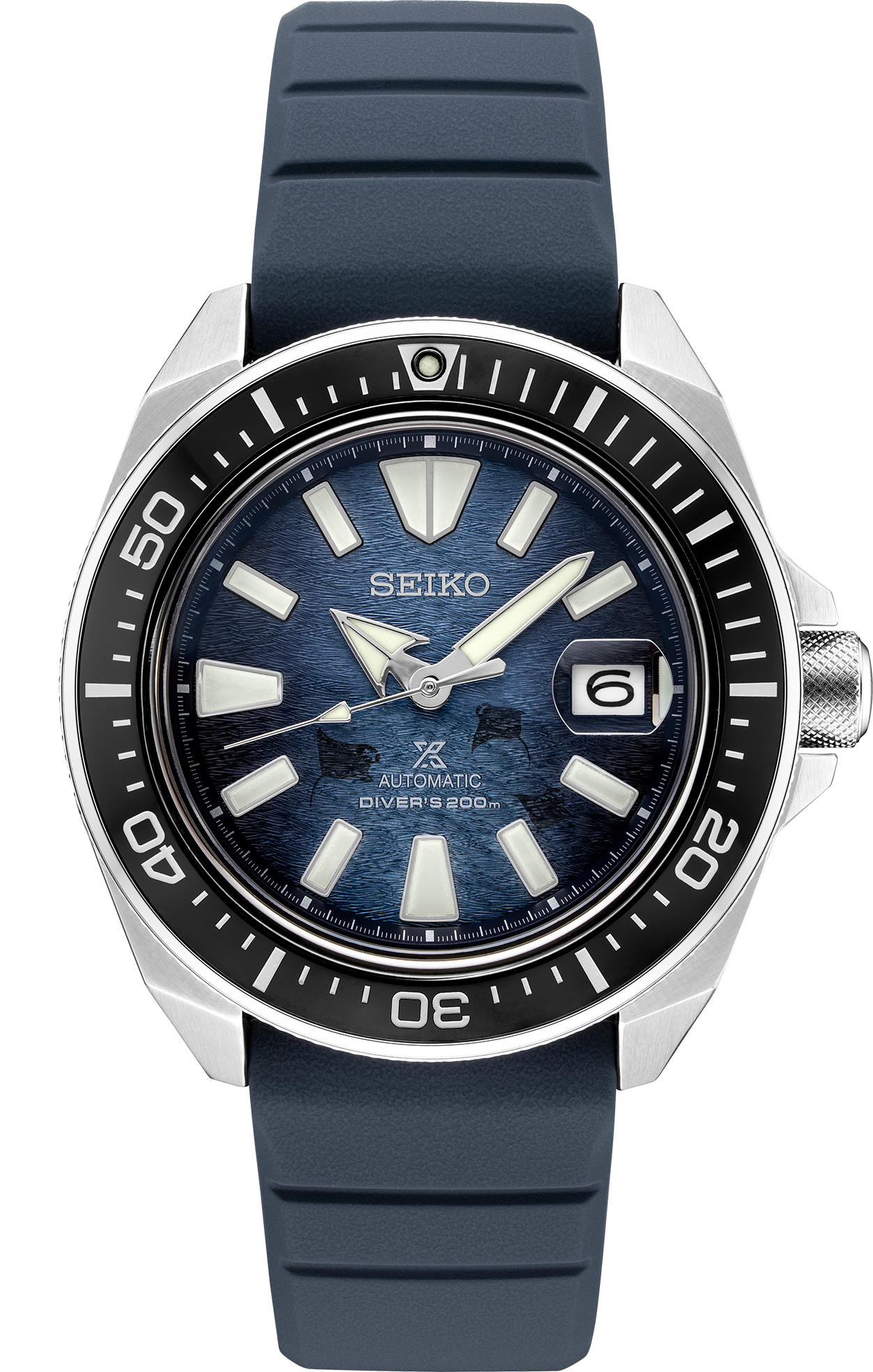 Seiko Men's Automatic Prospex Diver Dark Blue Silicone Strap Watch 44mm SRPF79