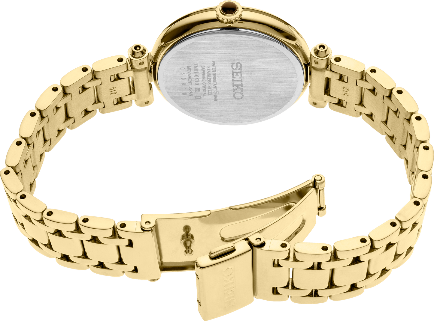 Seiko Women`s Diamonds Mop Dial Gold Tone Bracelet Watch SRZ536