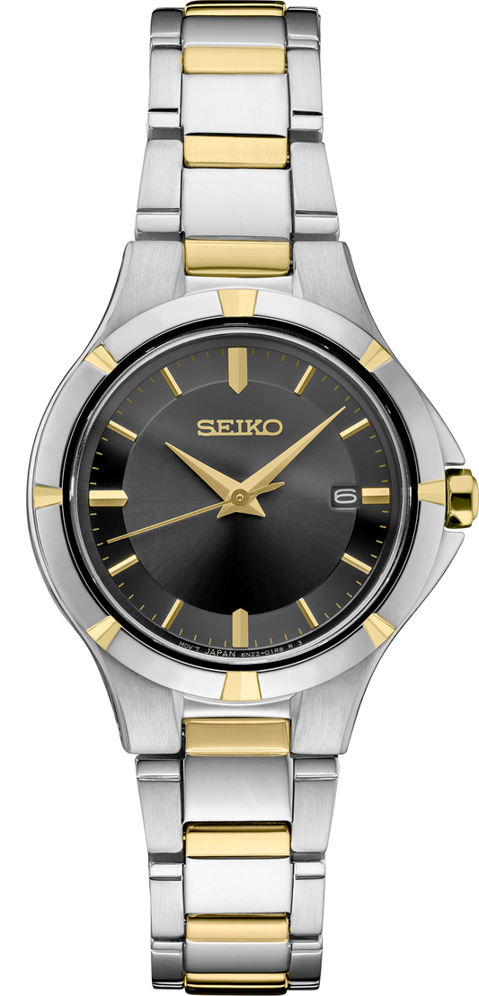 Seiko Essentials Womens Two Tone Stainless Steel Bracelet Watch SUR414