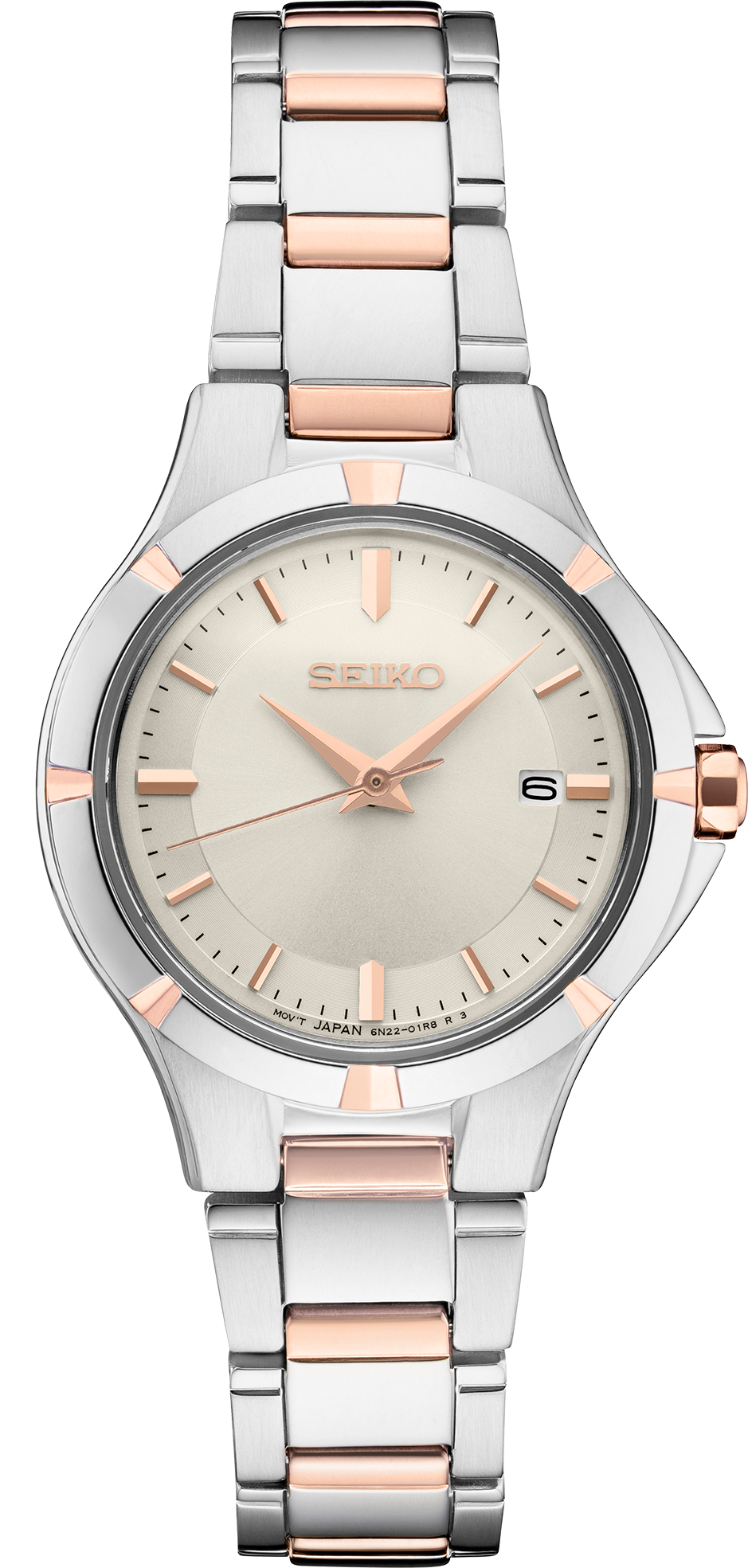 SEIKO Women's Two-Tone Stainless Steel White Dial Watch SUR416