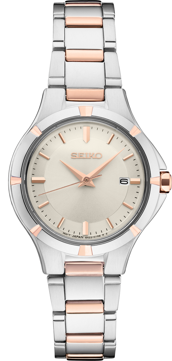 SEIKO Women's Two-Tone Stainless Steel White Dial Watch SUR416
