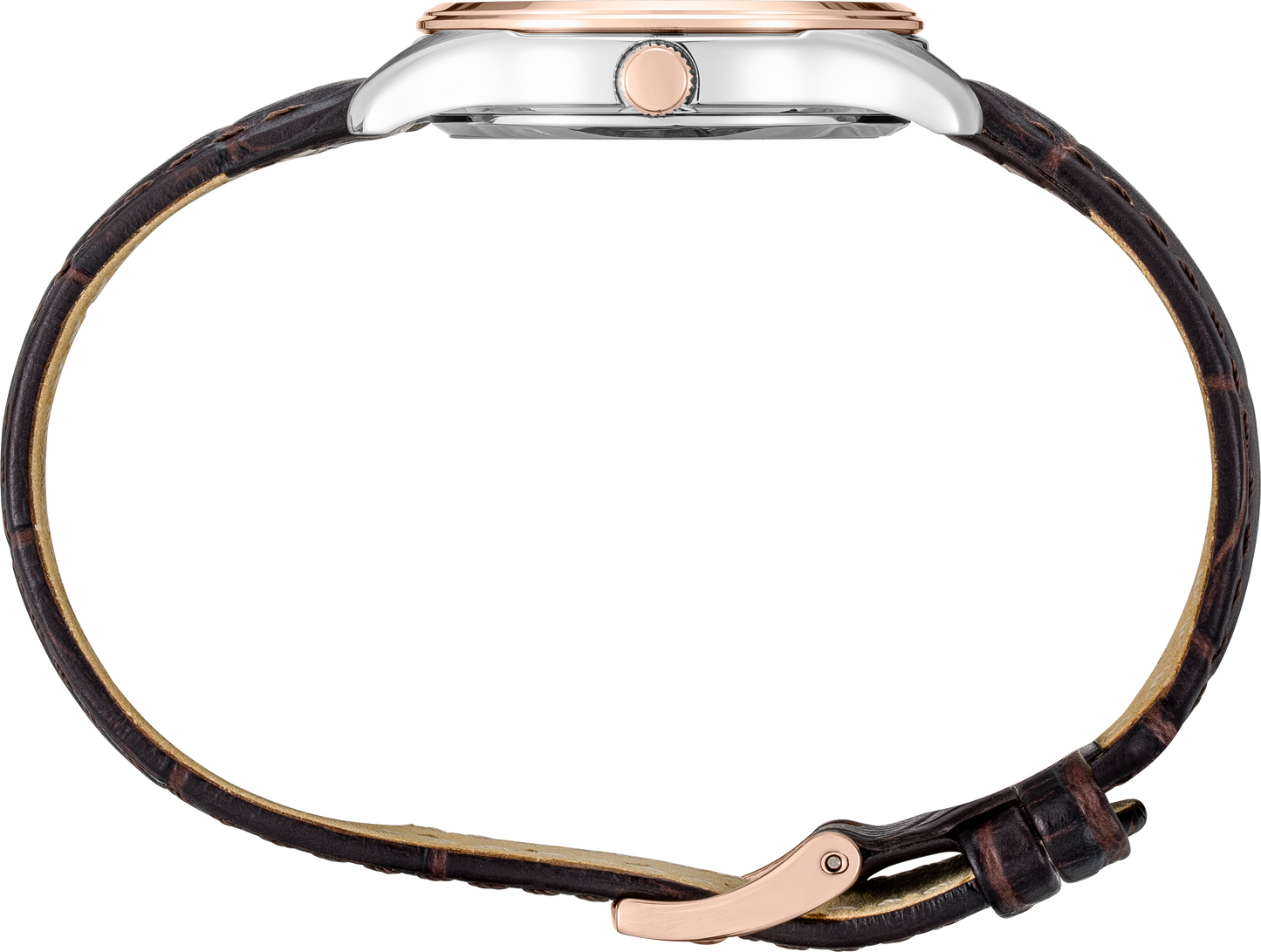 SEIKO Noble Quartz Silver Dial Brown Leather Ladies Watch SUR428