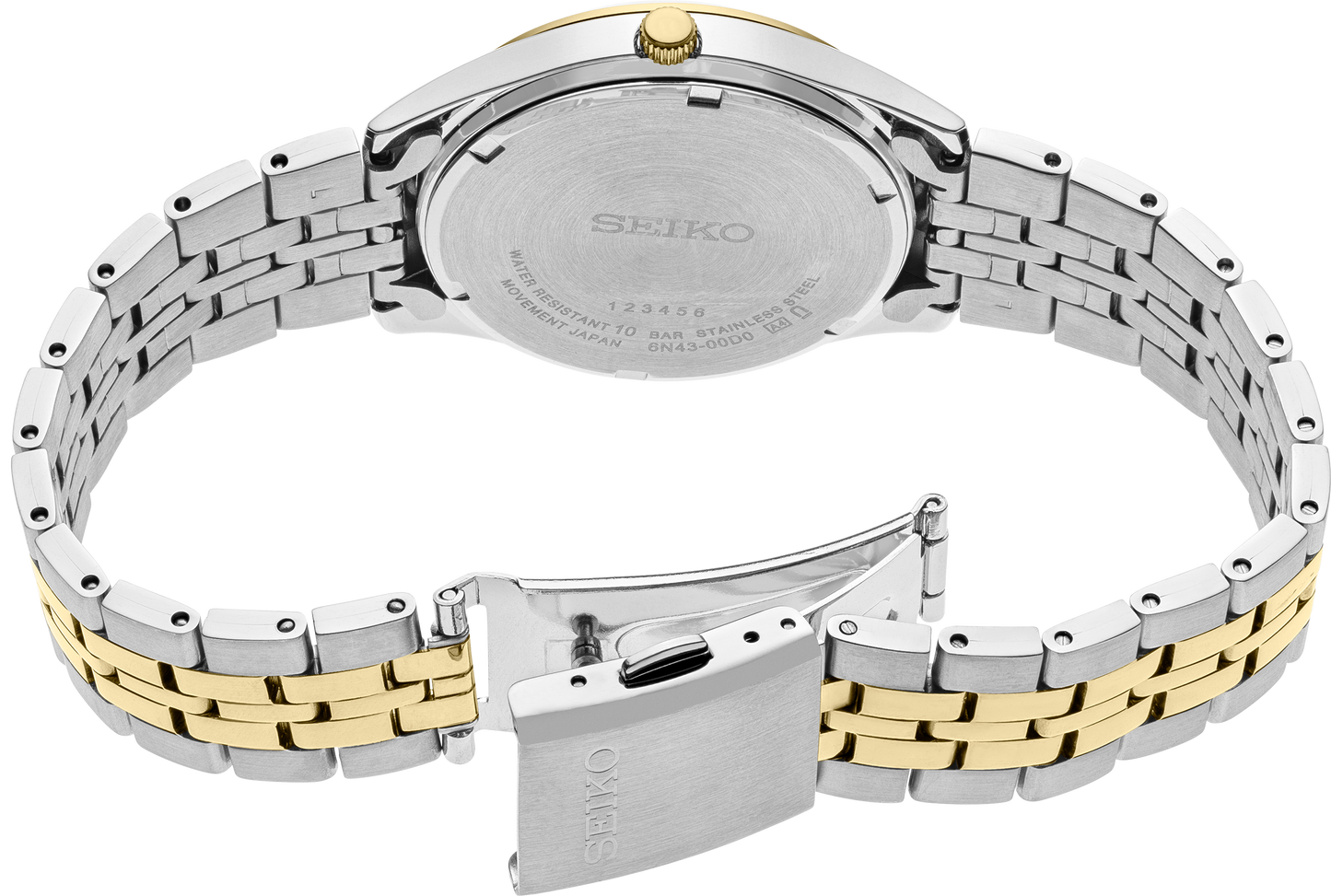 Seiko Essentials Mens Two Tone Stainless Steel Bracelet Watch SUR430