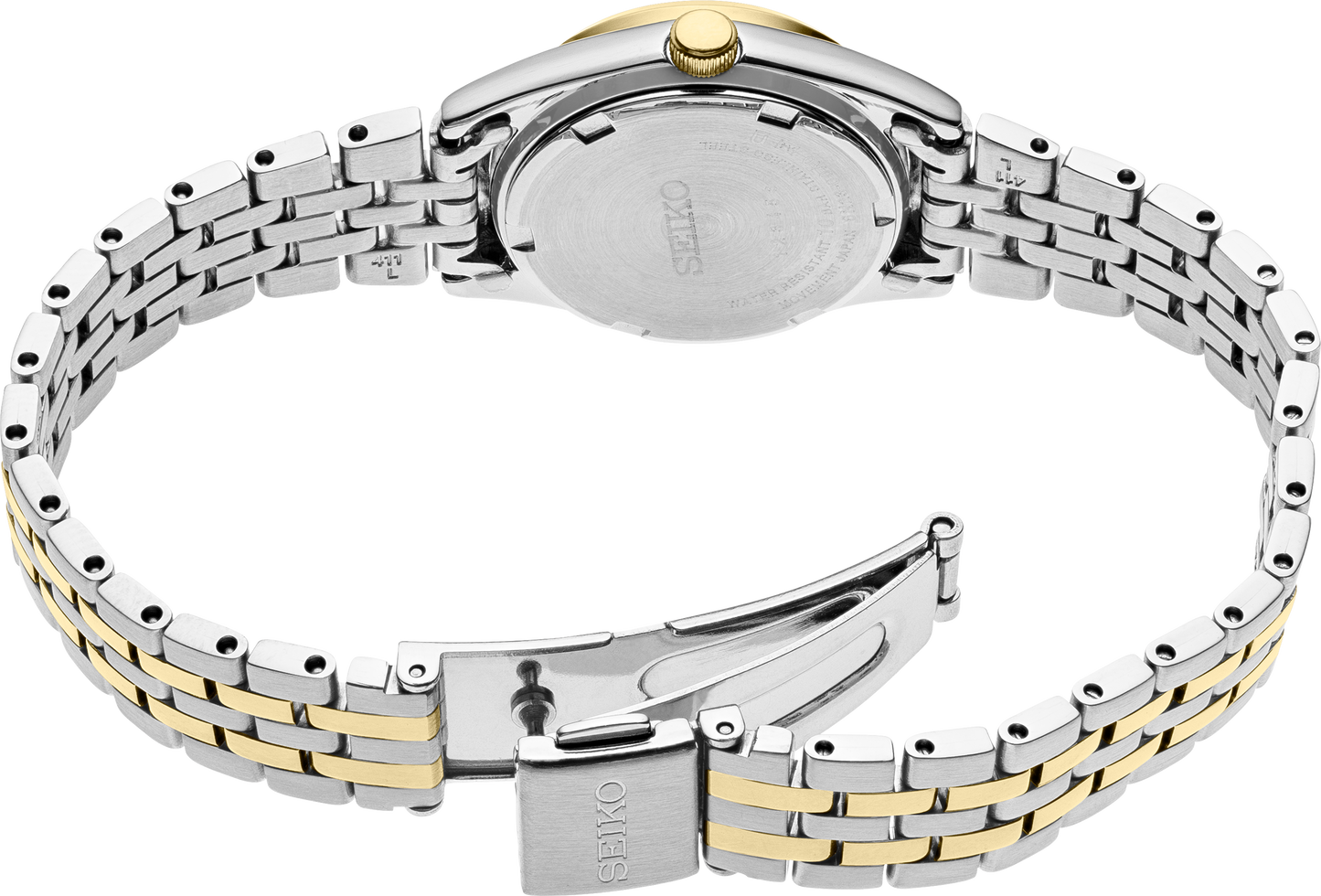 Seiko Essentials Womens Two Tone Stainless Steel Bracelet Watch SUR438