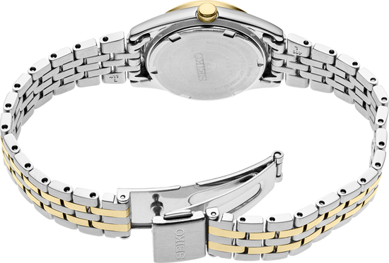 Seiko Essentials Womens Two Tone Stainless Steel Bracelet Watch SUR438