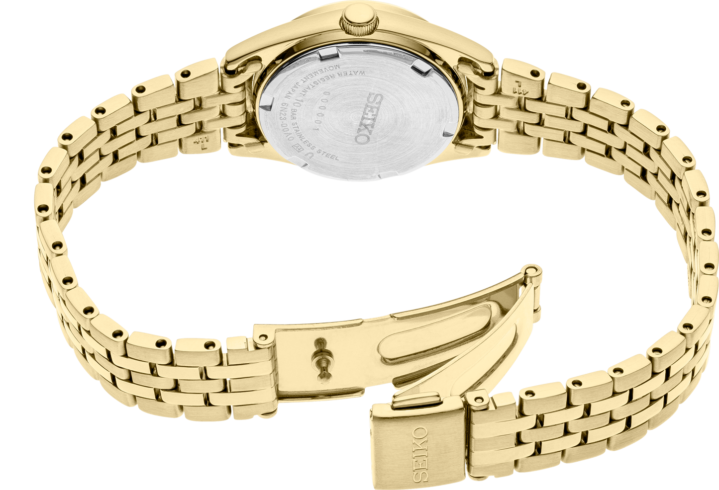 Seiko Essentials Womens Gold Tone Stainless Steel Bracelet Watch SUR440