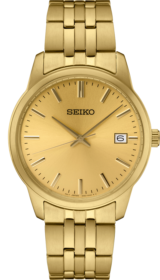 Seiko Men's Essential Gold Tone Stainless Steel Link Watch SUR442