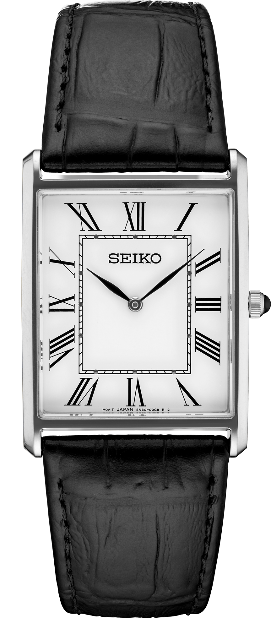 Seiko Essentials Quartz White Dial Stainless Steel Case Leather Band Unisex Watch SWR049