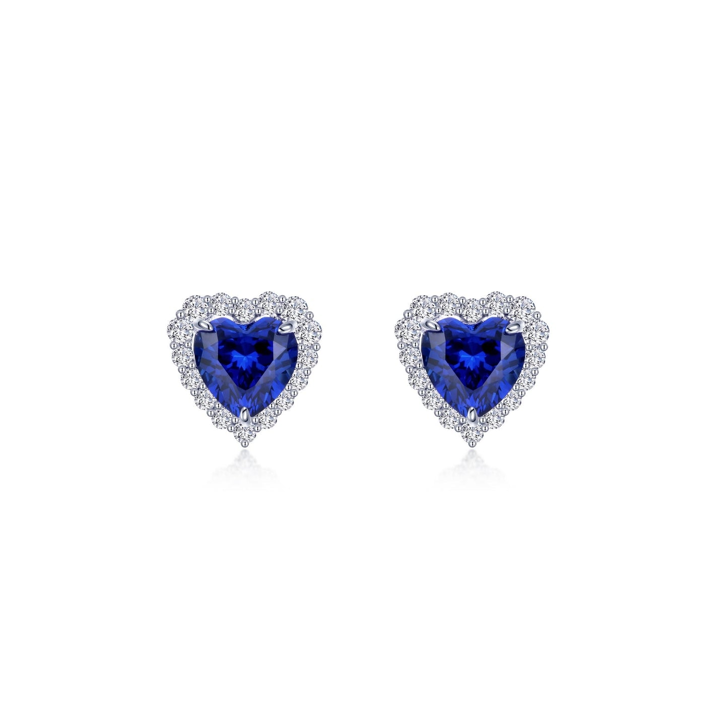 Load image into Gallery viewer, Lafonn Fancy Lab-Grown Sapphire Halo Heart Earrings Sapphire EARRINGS Platinum Appx CTW: 2.78 cts CTS Approx. 10.5mm (H) x 10.5mm (W)
