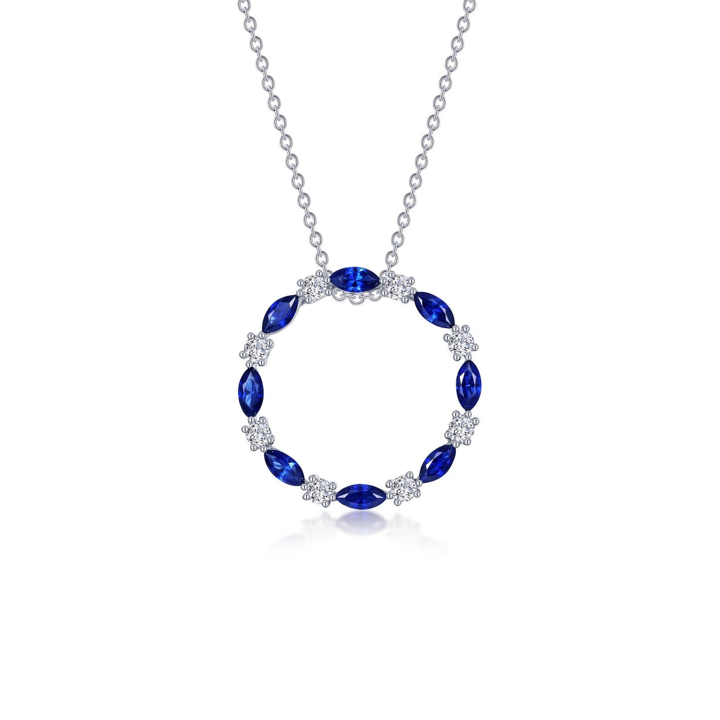 Lafonn Fancy Lab-Grown Sapphire Open Circle Necklace 17 Stone Count SYN018SP20