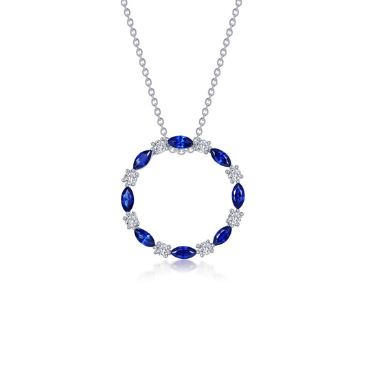 Lafonn Fancy Lab-Grown Sapphire Open Circle Necklace 17 Stone Count SYN018SP20