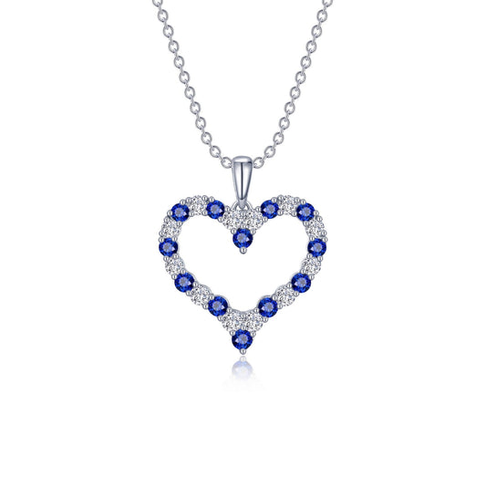 Lafonn Fancy Lab-Grown Sapphire Heart Pendant Necklace 24 Stone Count SYP003SP18