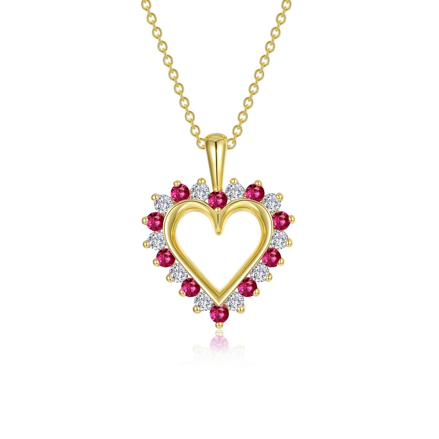 Lafonn Fancy Lab-Grown Ruby Heart Pendant Necklace 20 Stone Count SYP004RG20