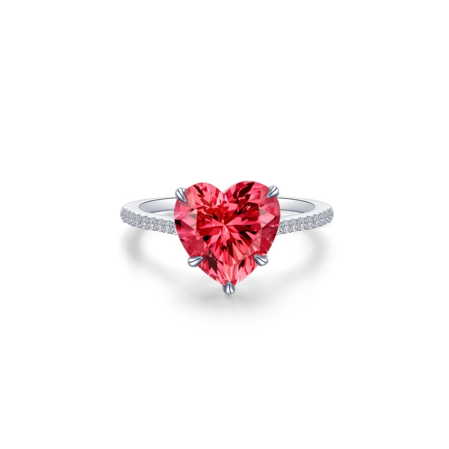 Lafonn Fancy Lab-Grown Sapphire Solitaire Ring RUBY CORUNDUM RINGS Size 7 Platinum Appx CTW: 3.34 cts. CTS Approx. 10.5 mm (W)