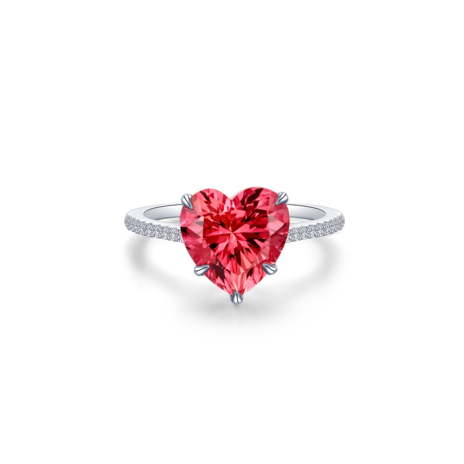 Lafonn Fancy Lab-Grown Sapphire Solitaire Ring RUBY CORUNDUM RINGS Size 9 Platinum Appx CTW: 3.34 cts. CTS Approx. 10.5 mm (W)