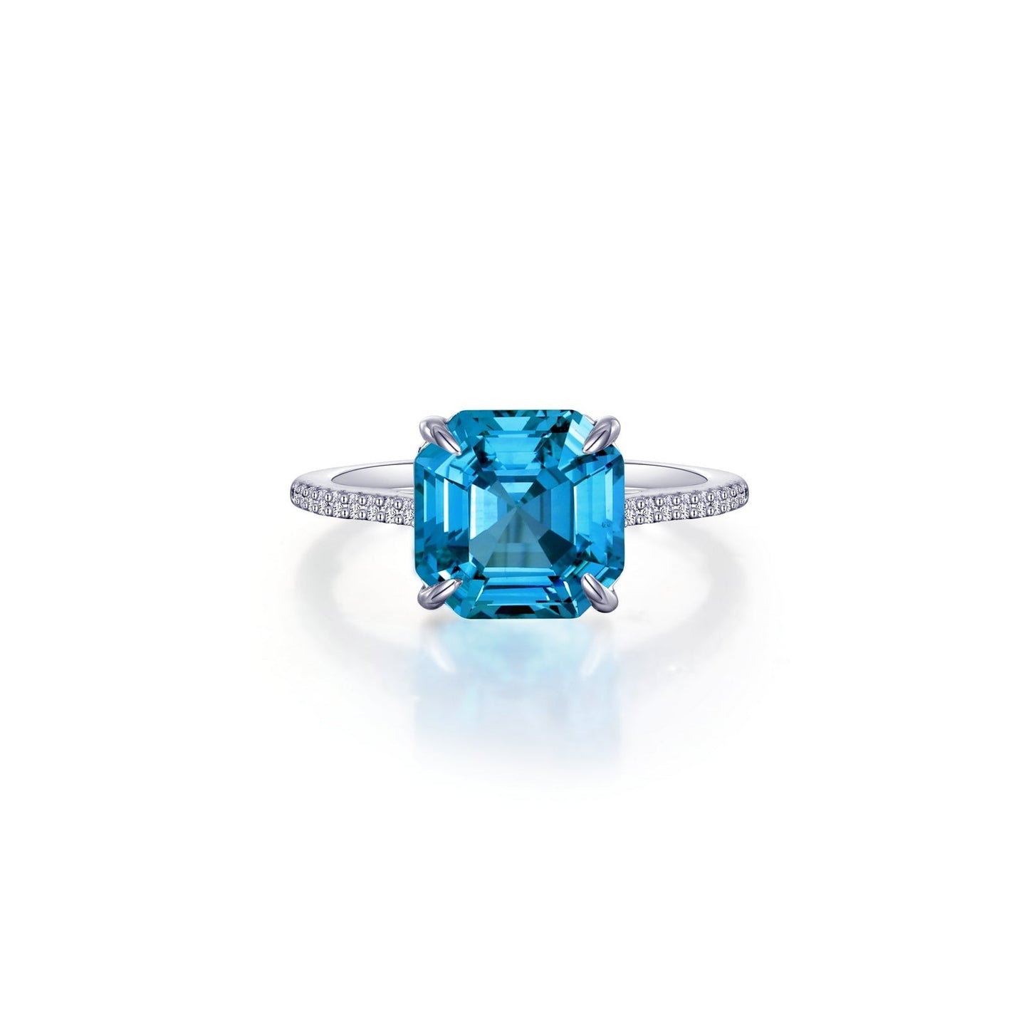 Lafonn Fancy Lab-Grown Sapphire Solitaire Ring GREEN CORUNDUM RINGS Size 6 Platinum Appx CTW: 4.30 cts. CTS Approx. 9.0 mm (W)