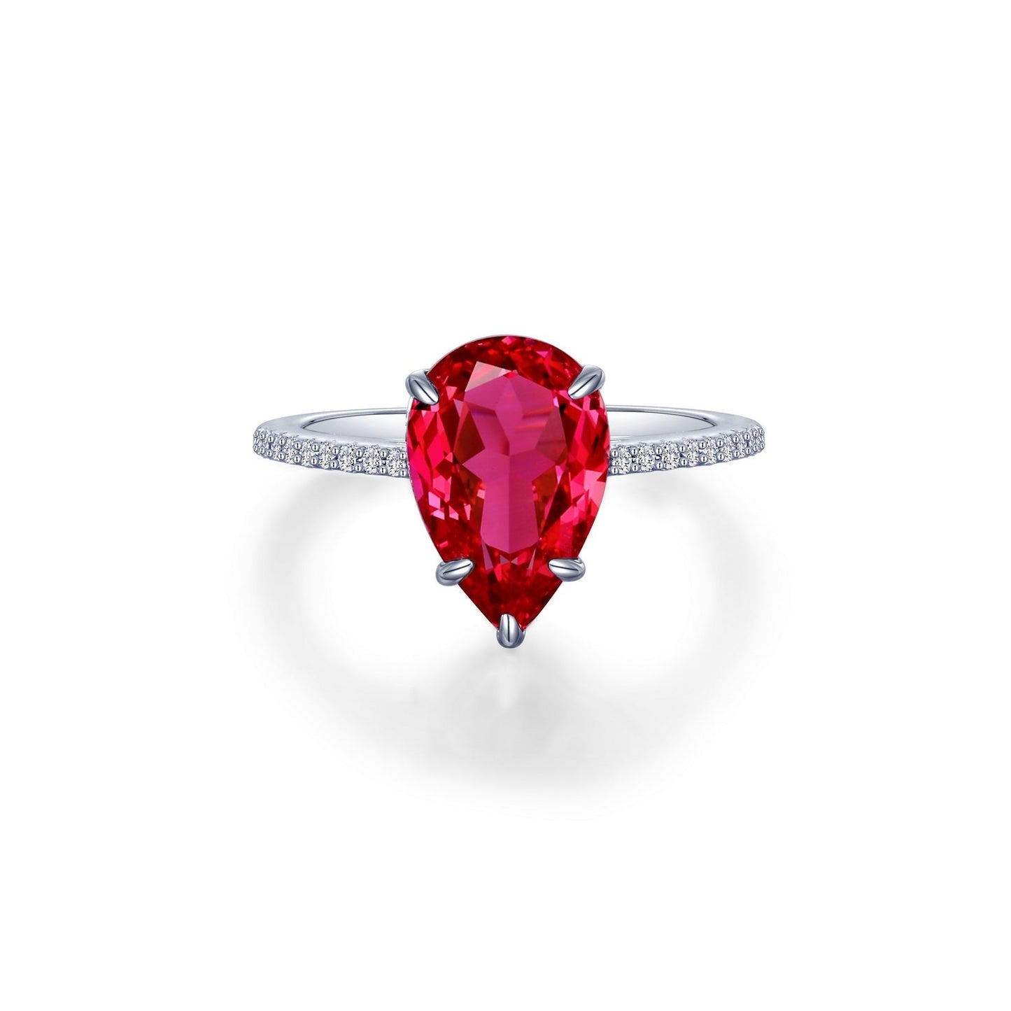 Lafonn Fancy Lab-Grown Sapphire Solitaire Ring RUBY CORUNDUM RINGS Size 9 Platinum Appx CTW: 3.06 cts. CTS Approx. 12.0 mm (W)