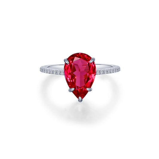 Lafonn Fancy Lab-Grown Sapphire Solitaire Ring RUBY CORUNDUM RINGS Size 7 Platinum Appx CTW: 3.06 cts. CTS Approx. 12.0 mm (W)