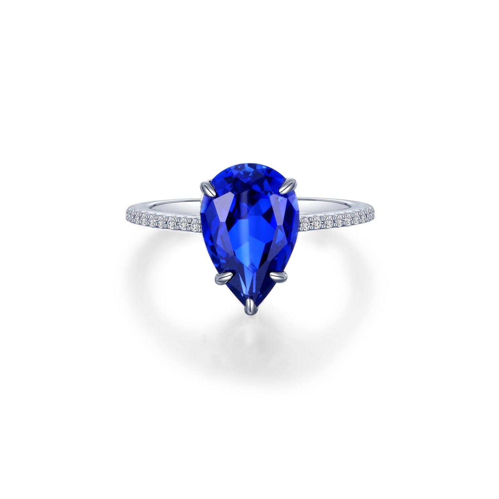 Lafonn Lab-Grown Sapphire Solitaire Ring LAB-GROWN SAPPHIRE RINGS Size 7 Platinum Appx CTW: 3.06 cts. CTS Approx. 12.0 mm (W)