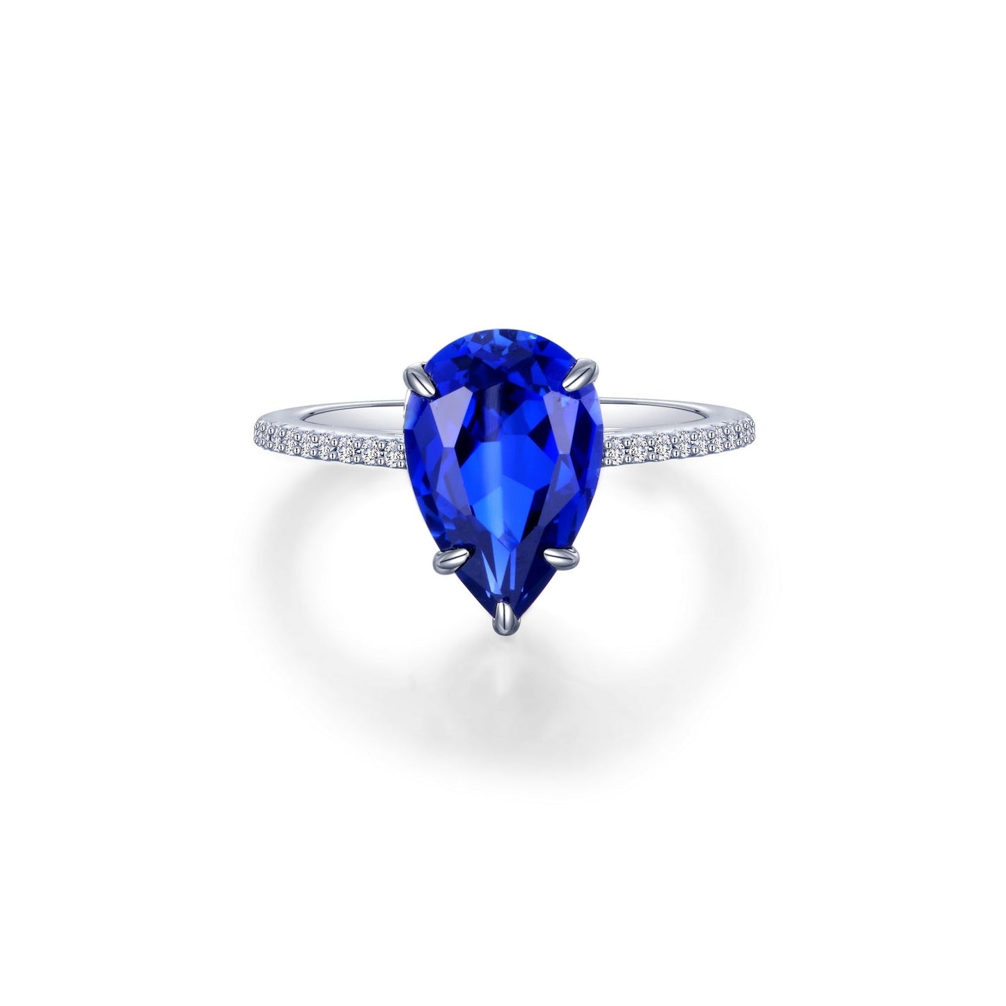 Lafonn Lab-Grown Sapphire Solitaire Ring LAB-GROWN SAPPHIRE RINGS Size 9 Platinum Appx CTW: 3.06 cts. CTS Approx. 12.0 mm (W)