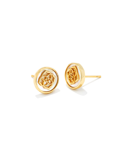 Kendra Scott STAMPED DIRA STUD EARRINGS 9608801028 N1773GLD 0.39' L X 0.39' W GOLD IVORY MOTHER OF PEARL