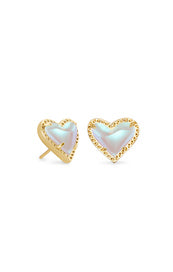 Kendra Scott, ARI HEART STUD EARRING, 4217706877, E1458GLD, 0.49' L x 0.57' W on earpost, DICHROIC GLASS