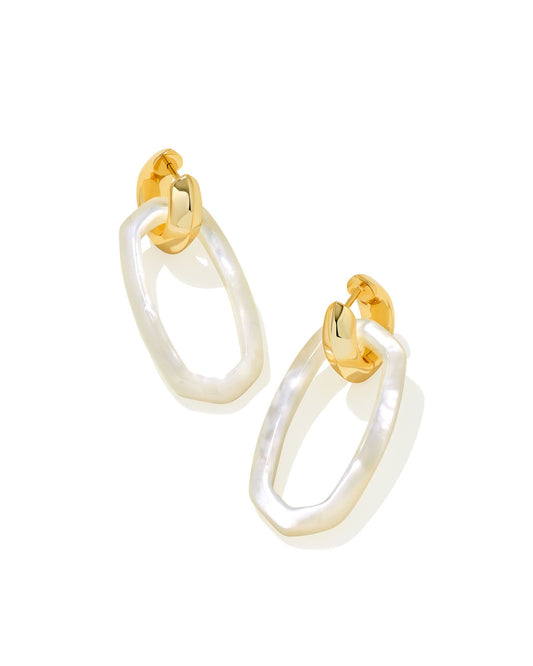 Kendra Scott DANIELLE LINK EARRINGS 9608800943 N5067GLD 1.8'L X 0.74'W GOLD IVORY MOTHER OF PEARL