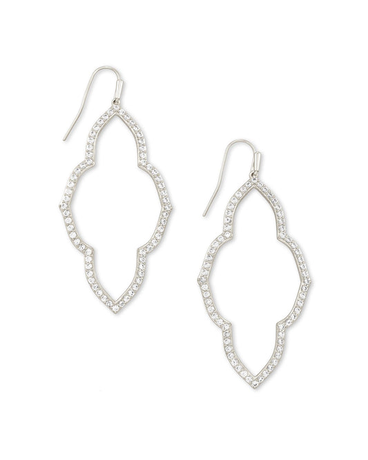 Kendra Scott ABBIE OPEN FRAME EARRINGS 4217719626 E1814GLD 3.14'L X 1.14'W RHODIUM METAL