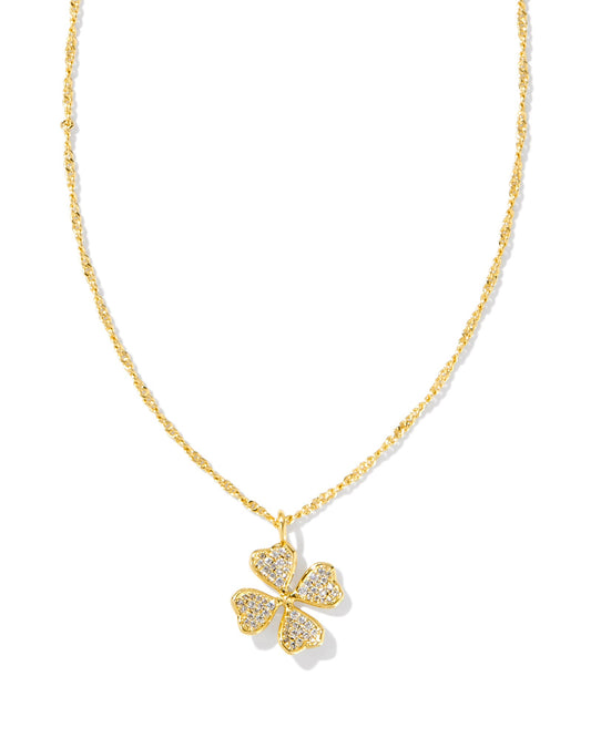 CLOVER CRYSTAL SHORT PENDANT NECKLACE