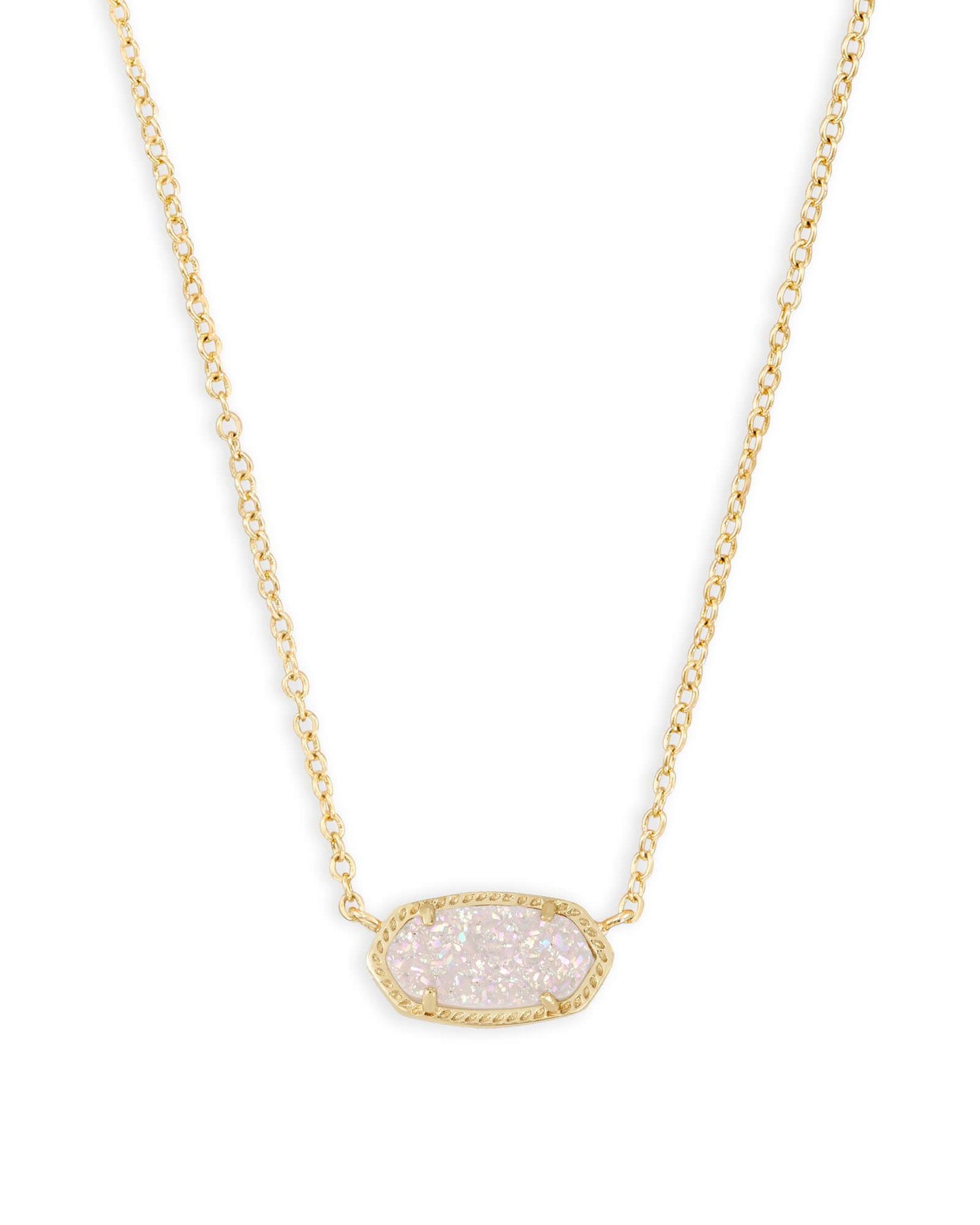 Load image into Gallery viewer, Kendra Scott, ELISA NECKLACE, 4217709208, N5067GLD, 0.63&amp;#39;L x 0.38&amp;#39;W stationary pendant, 15&amp;#39; chain with 2&amp;#39; extender, GOLD IRIDESCENT DRUSY
