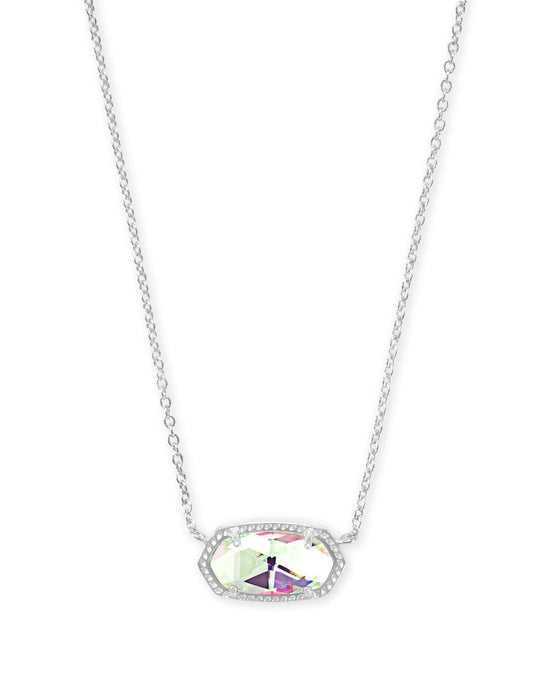 Load image into Gallery viewer, Kendra Scott, Elisa Necklace, 842177167540 N5067RHD, 0.63&amp;#39;L x 0.38&amp;#39;W stationary pendant, 15&amp;#39; chain with 2&amp;#39; extender, RHODIUM DICHROIC GLASS

