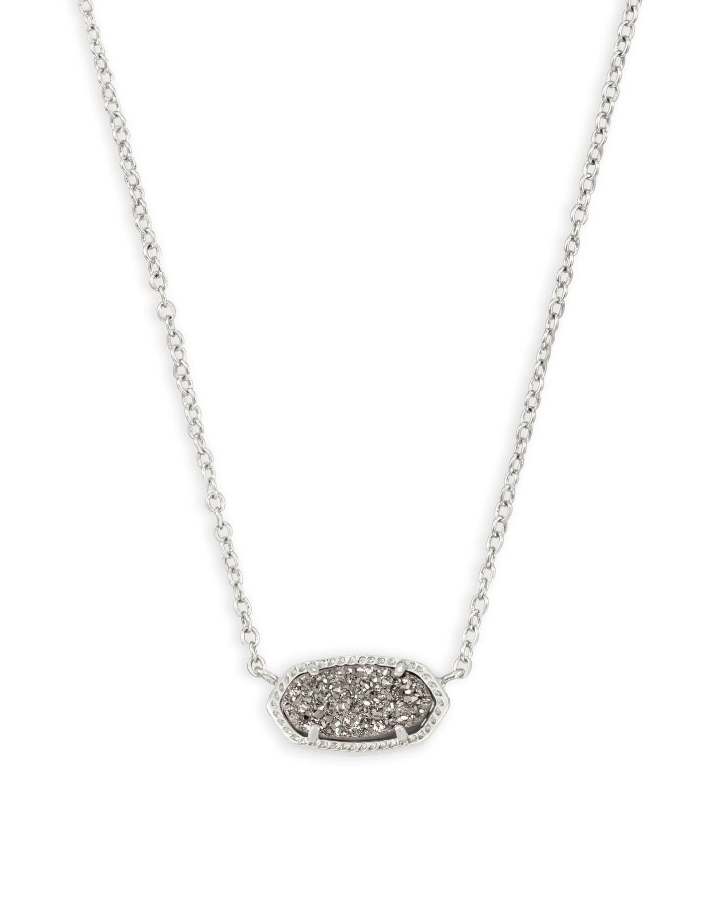 Load image into Gallery viewer, Kendra Scott, ELISA NECKLACE, 4217711238, N5067RHD, 0.63&amp;#39;L x 0.38&amp;#39;W stationary pendant, 15&amp;#39; chain with 2&amp;#39; extender, RHODIUM PLATINUM DRUSY
